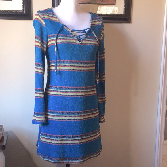 BeBop Blue/Yellow Knit Dress Size S/M - Picture 2 of 7